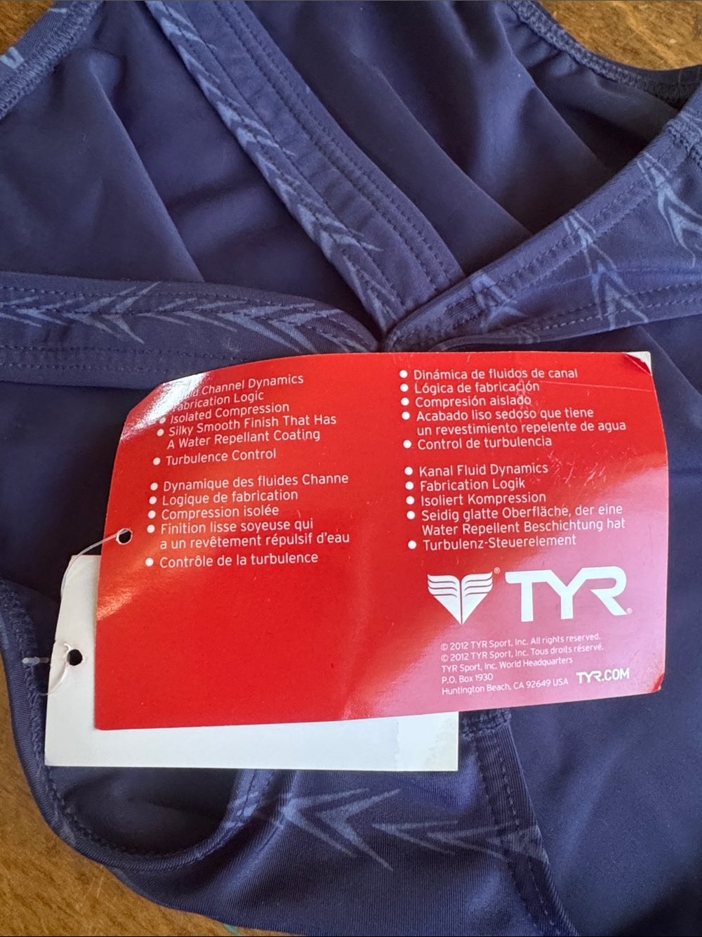 TYR Navy Arrow-Pattern One-Piece Racing Swimsuit - Picture 4 of 4